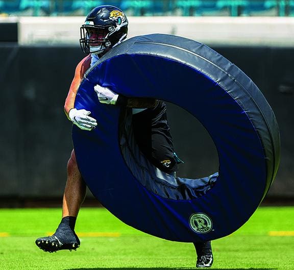 Jacksonville Jaguars linebacker Grant Morgan (55) participates in minicamp at TIAA Bank Field.